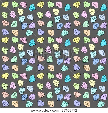 Diamonds background vector Colorful jewels in bright pastel colors