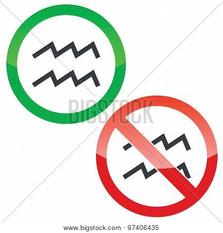 Aquarius permission signs set