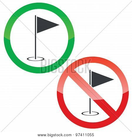 Golf permission signs set