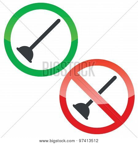 Plunger permission signs set