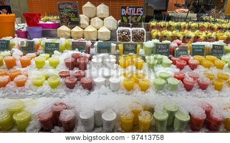 Fresh Fruit Juices At La Boqueria Market