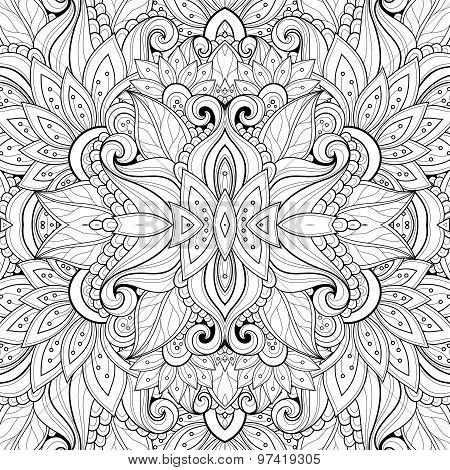 Vector Seamless Abstract Black and White Tribal Pattern