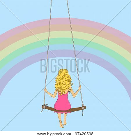 Llustration Of The Girl On A Swing