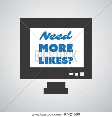 Need More Likes? card with PC computer frame background