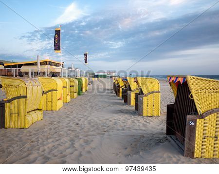 Beach Chairs At Sunset