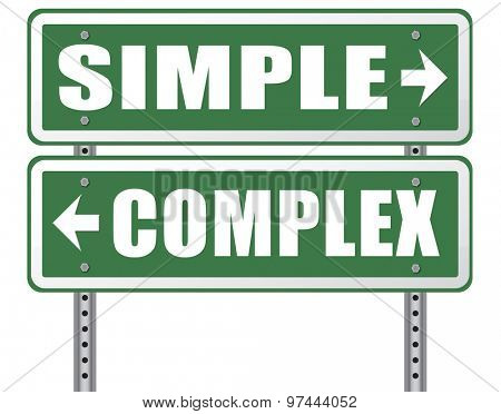 simple or complex keep it easy or simplify solve difficult problems with simplicity or complex solution no difficulty 