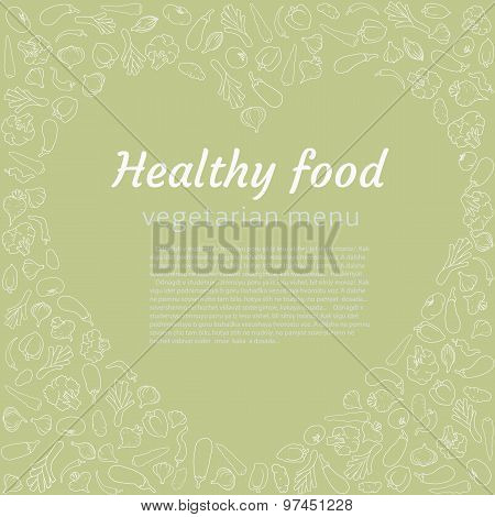 a heart of solhouette of veggies. Vegetarian menu