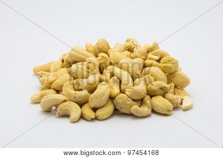 Cashew nuts on white