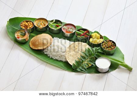 meals served on banana leaf, traditional south indian cuisine