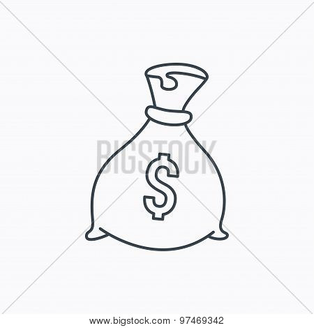 Sack with dollars icon. Money bag sign.