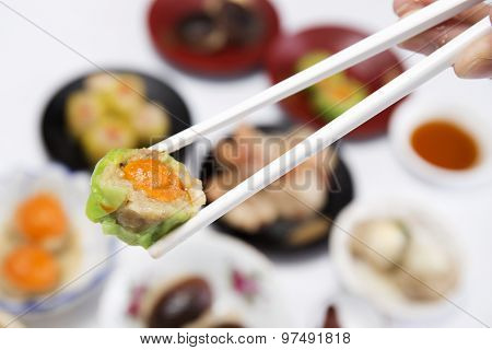 Close Up Stream Dim Sum Chinese Food