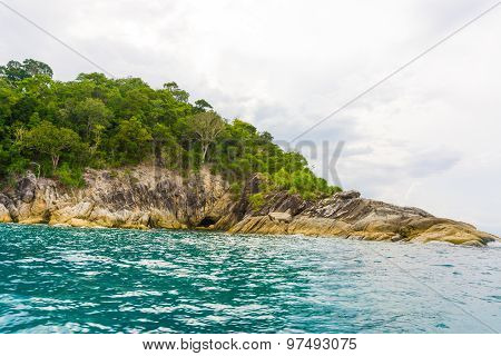 Beautiful Rock Island Tropical Ocean Landscape