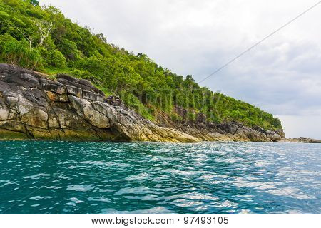 Tropical rock island Andaman sea KohTao Thailand