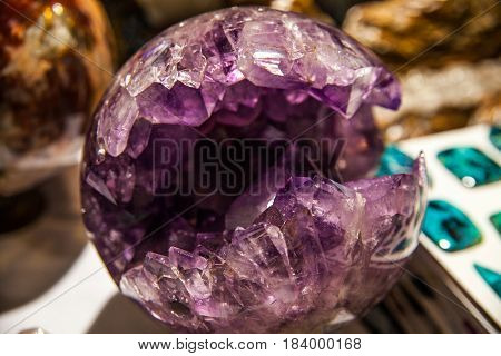 various stones and minerals at the exhibition