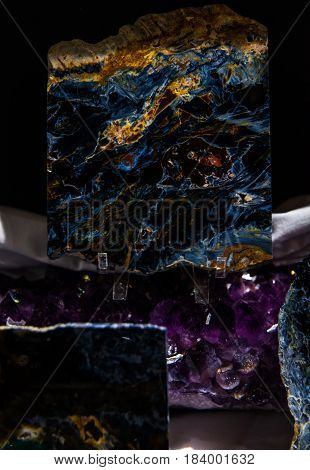 various stones and minerals at the exhibition