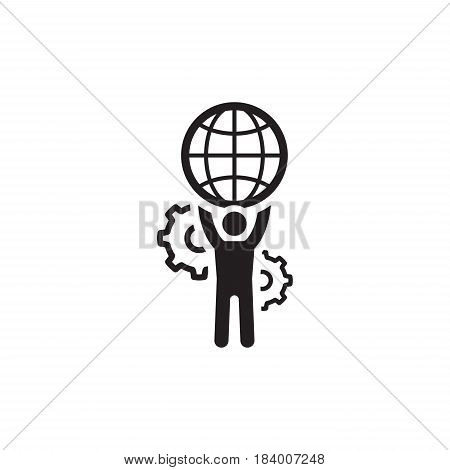 Global Support Icon. Flat Design. Business Concept. Isolated Illustration