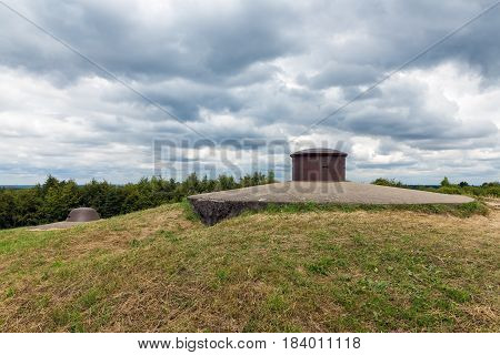 Observation post and machine gun turret at Fort Douaumont near Verdun. Battlefield of First World War One