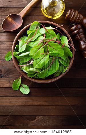 Fresh mangold leaves swiss chard or leaf beet