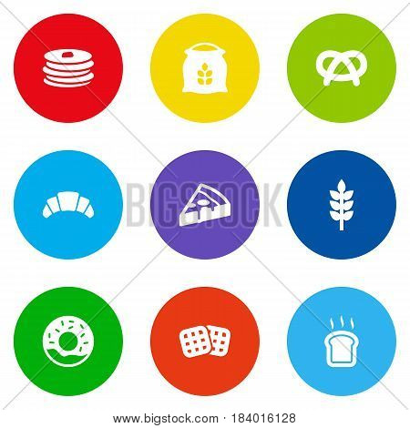 Set Of 9 Cook Icons Set.Collection Of Crepe, Sack, Slice Bread And Other Elements.