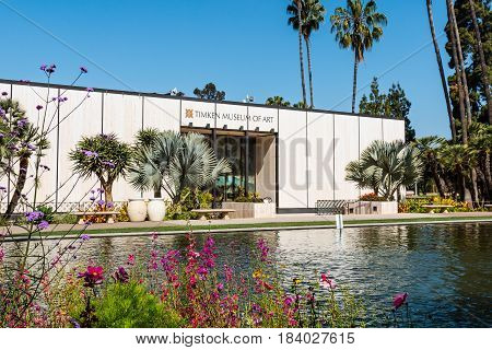 SAN DIEGO, CALIFORNIA - APRIL 28, 2017:  The Timken Museum of Art in Balboa Park, housing the Putnam Foundation Collection of European old master paintings, American paintings, and Russian icons.