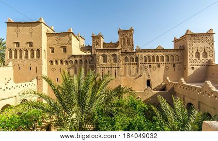 Decorated walls of Amridil Kasbah in Moorocco