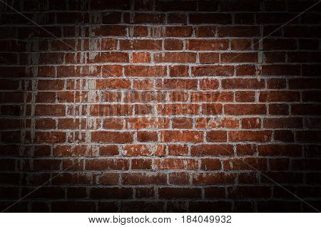 Red Brick Wall Texture Grunge Background With Vignetted Corners