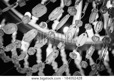 Wieliczka Poland - 20th October 2016. Close up detail of one of the massive chandeliers made out of carved quartz from the salt mine