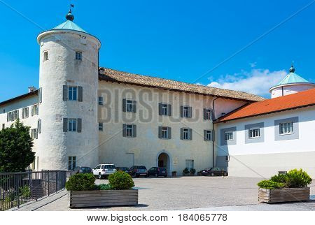 San Michele All'Adige Italy - June 28 2012: The Agostiniana abbey headquarter of the Fondazione Edmund Mach