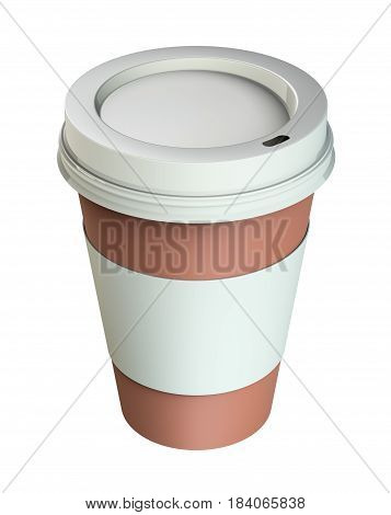 Take-out coffee in thermo cup. Isolated on white. 3d illustration