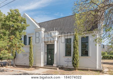 ROBERTSON SOUTH AFRICA - MARCH 26 2017: The historic public library in Robertson built in 1904 to commemorate the coronation of King Edward VII