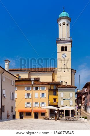 Cormons - May of 2015, Gorizia region, Italy: Church on The Square 24 of May, Piazza 24 Maggio