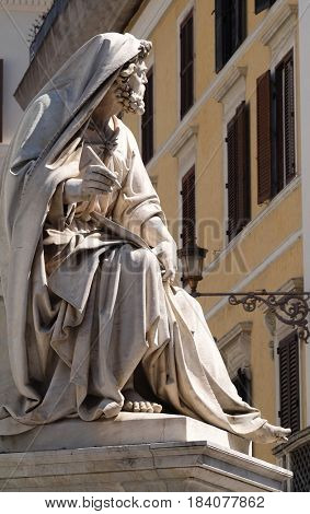 ROME, ITALY - SEPTEMBER 02: Prophet Isaiah by Revelli on the Column of the Immaculate Conception on Piazza Mignanelli in Rome, Italy on September 02, 2016.
