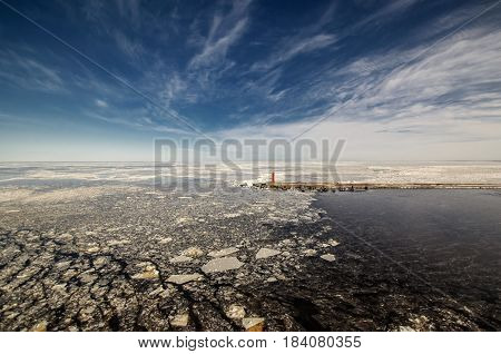 Baltic Sea. Swedish coast. Winter seascape with islands.