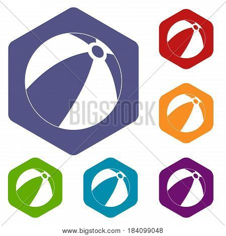Ball for children to play icons set hexagon isolated vector illustration