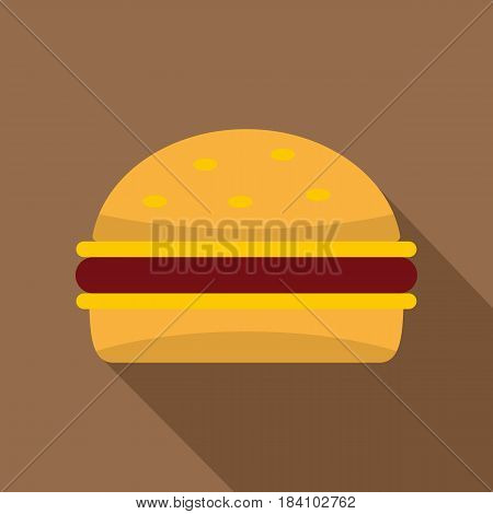 Cheeseburger icon. Flat illustration of cheeseburger vector icon for web on coffee background