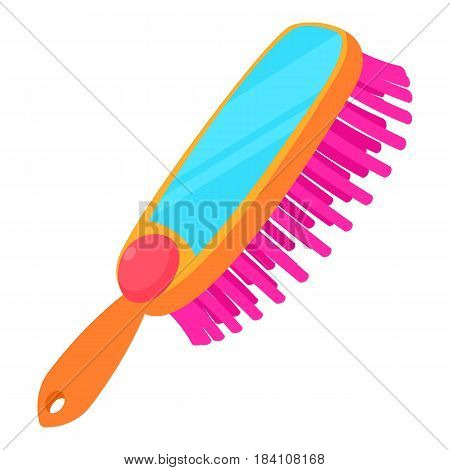 Pink comb brush icon. Cartoon illustration of pink comb brush vector icon for web