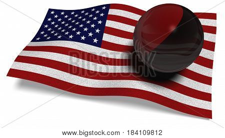 3D illustration. USA flag with an Antifa flag in a ball