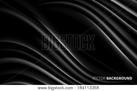 Black and White Waves of Lines wallpaper Effect Realistic Design Elements. Vector Illustration. Abstract Black Modern Background.