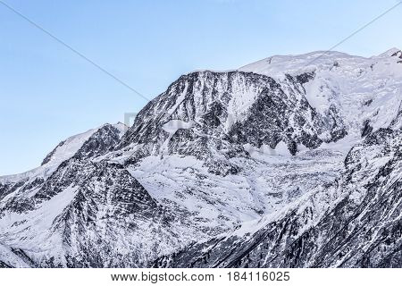 Winter image of Dome du Gouter (4304) which is a shoulder of Mont Blanc and it is traversed in the ascents of Mont Blanc via Bosses route.