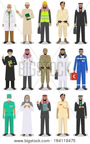 People occupation characters set in flat style isolated on white background. Flat vector icons on white background.