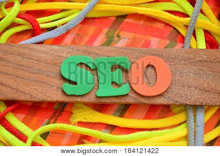 seo word on a  abstract colorful background