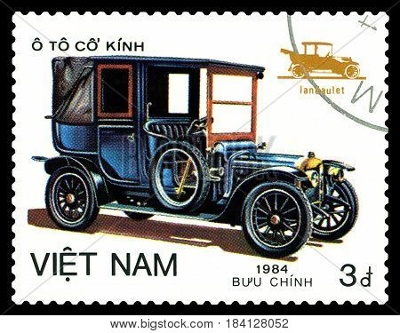 STAVROPOL RUSSIA - April 21 2017: a stamp printed by Vietnam shows old-time classical car Landaulet circa 1984