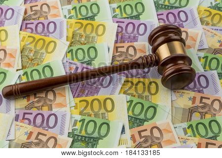 gavel and euro notes