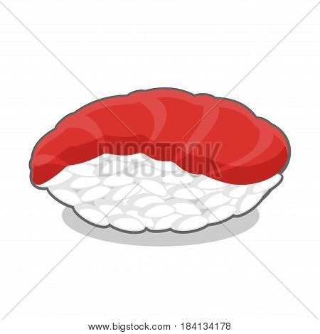 Vector illustration of tasty maguro sushi with tuna fish isolated on a white background.