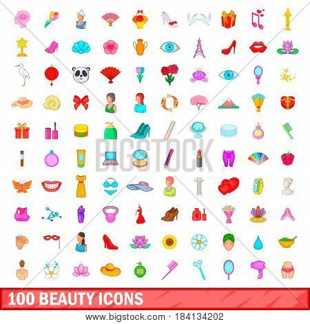 100 beauty icons set in cartoon style for any design vector illustration
