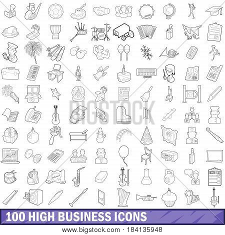 100 hign school icons set in outline style for any design vector illustration