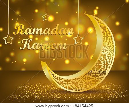 Ramadan Kareem is a beautiful postcard. Arabic background. The Uraza. Night sky. Celebration.