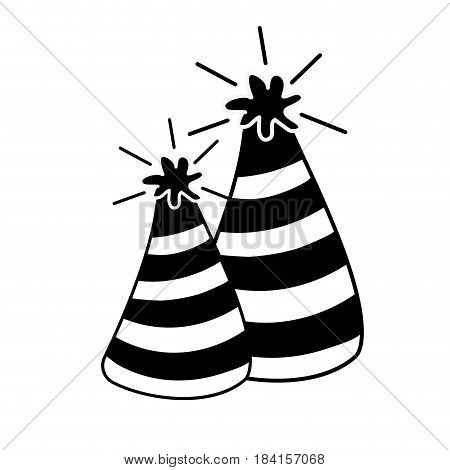 contour hats party to cebrate happy birthday, vector illustration