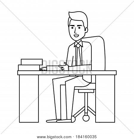 businessman in workplace avatar character icon vector illustration design