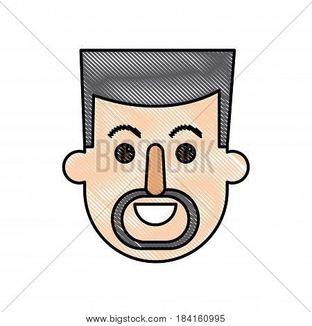 drawing face man with mustache and beard cartoon vector illustration